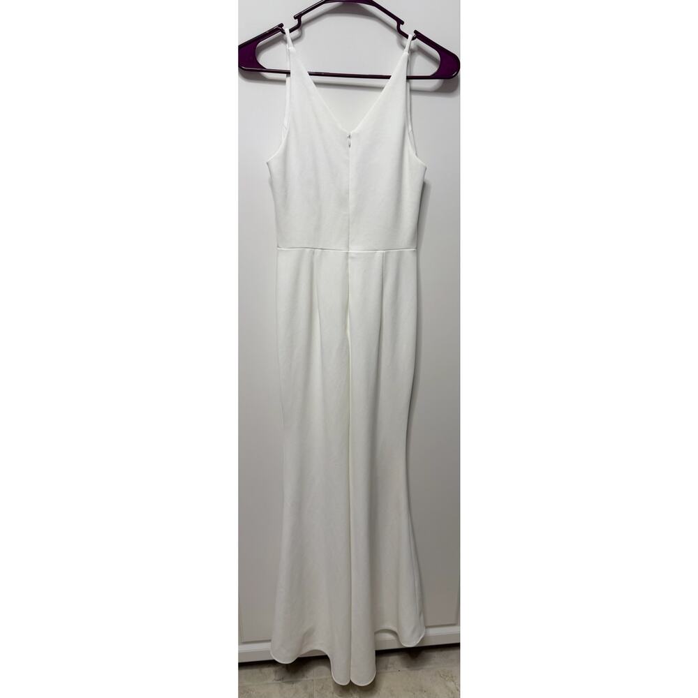 BHLDN White Mermaid Maxi Wedding Dress V-Neck Crepe Gown Size 2 - Picture 6 of 9